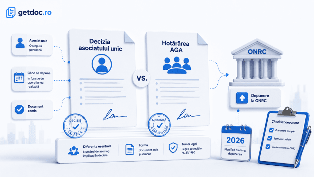 decizia asociatului unic vs hotararea aga
