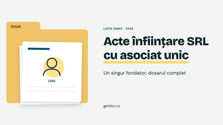 acte infiintare srl cu asociat unic 2026