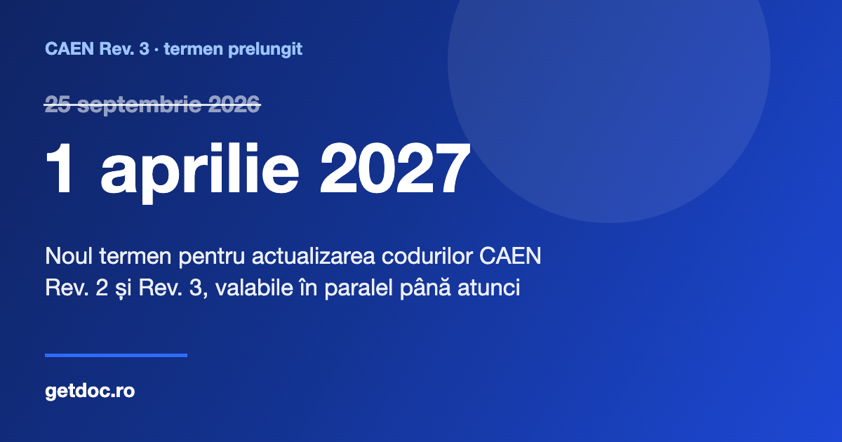 Termen CAEN 2027: actualizarea la CAEN Rev. 3 prelungită până pe 1 aprilie 2027